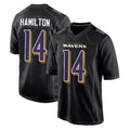 B.Ravens #14 Kyle Hamilton Player Black Carbon Fashion Game Home BALCE Stitched Jerseys