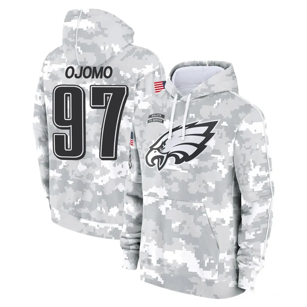 P.Eagles #97 Moro Ojomo Player Arctic Camo Salute to Service Pullover Hoodies Limited Game BALCE Stitched Jerseys