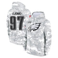 P.Eagles #97 Moro Ojomo Player Arctic Camo Salute to Service Pullover Hoodies Limited Game BALCE Stitched Jerseys