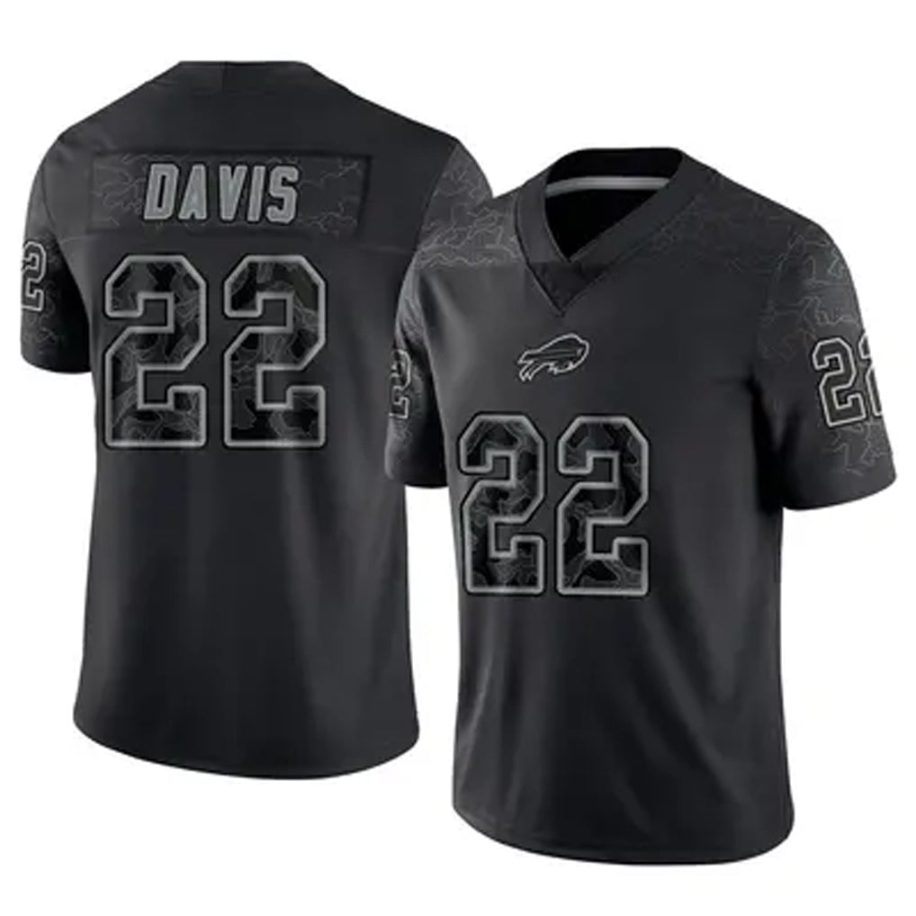 B.Bills #22 Ray Davis Player Black RFLCTV Limited BALCE Stitched Jerseys