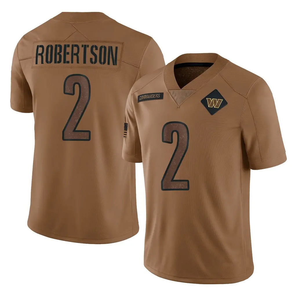 W.Commanders #2 Amik Robertson Player Brown Limited Salute To Service Home Game BALCE Stitched Jerseys