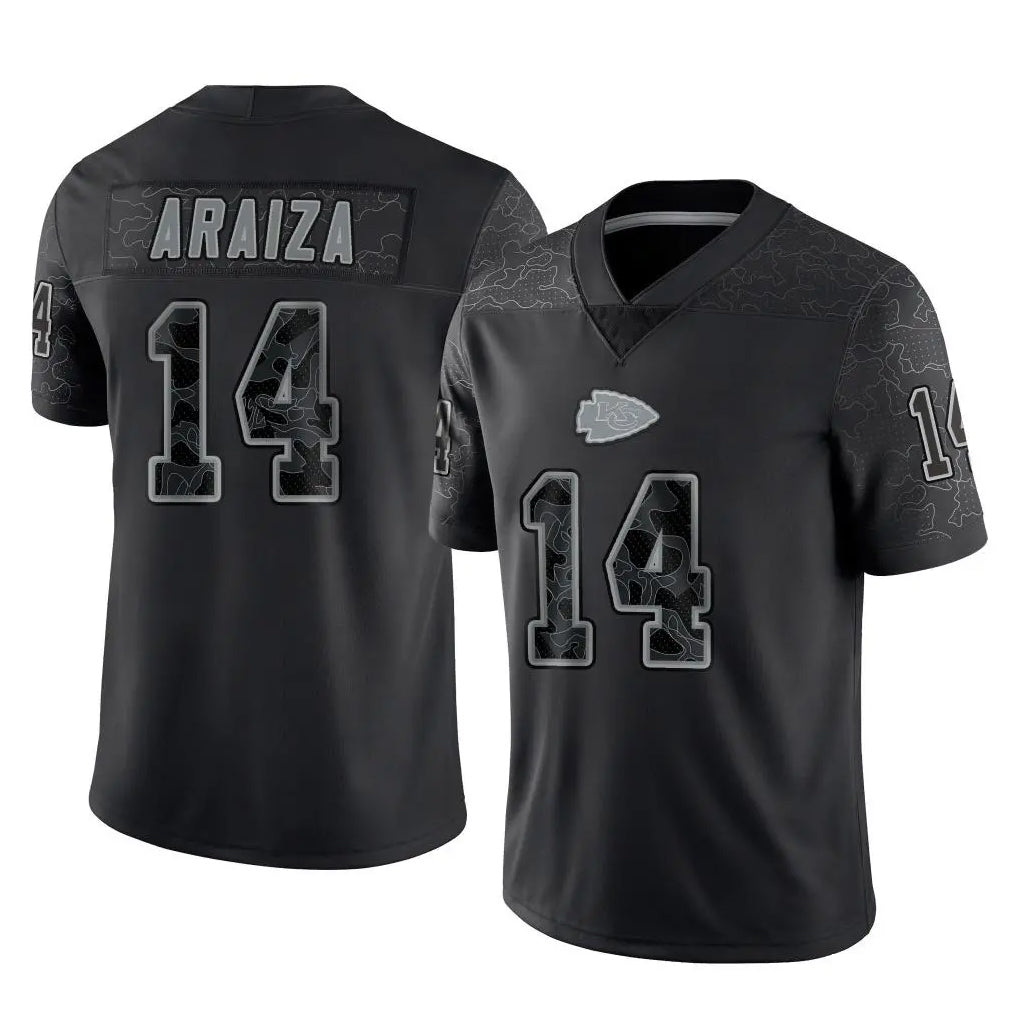 KC.Chiefs #14 Matt Araiza Player Black Limited Reflective Game BALCE Stitched Jerseys