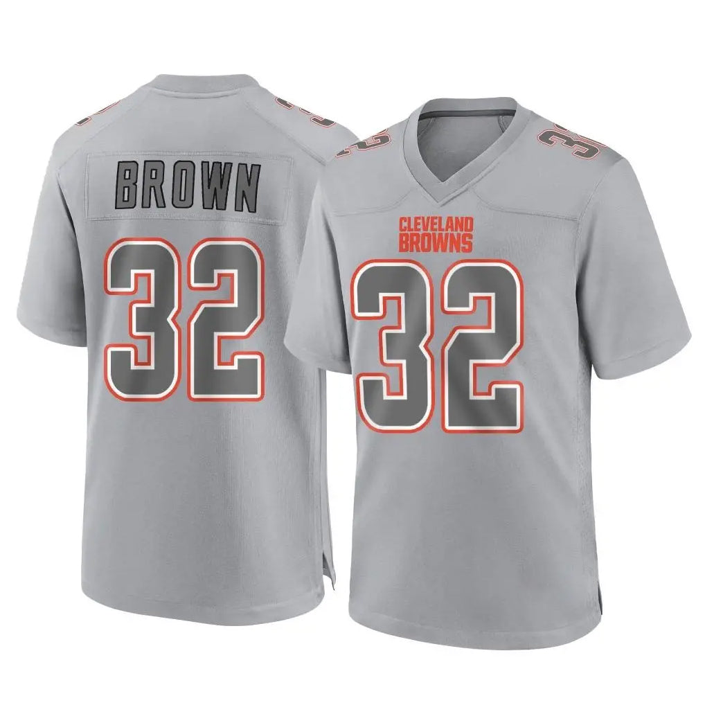 C.Browns #32 Jim Brown Player Gray Atmosphere Fashion Game BALCE Stitched Jerseys