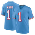 T.Titans #1 Cam Ward Player Light Blue Oilers Throwback Home Game BALCE Stitched Jerseys