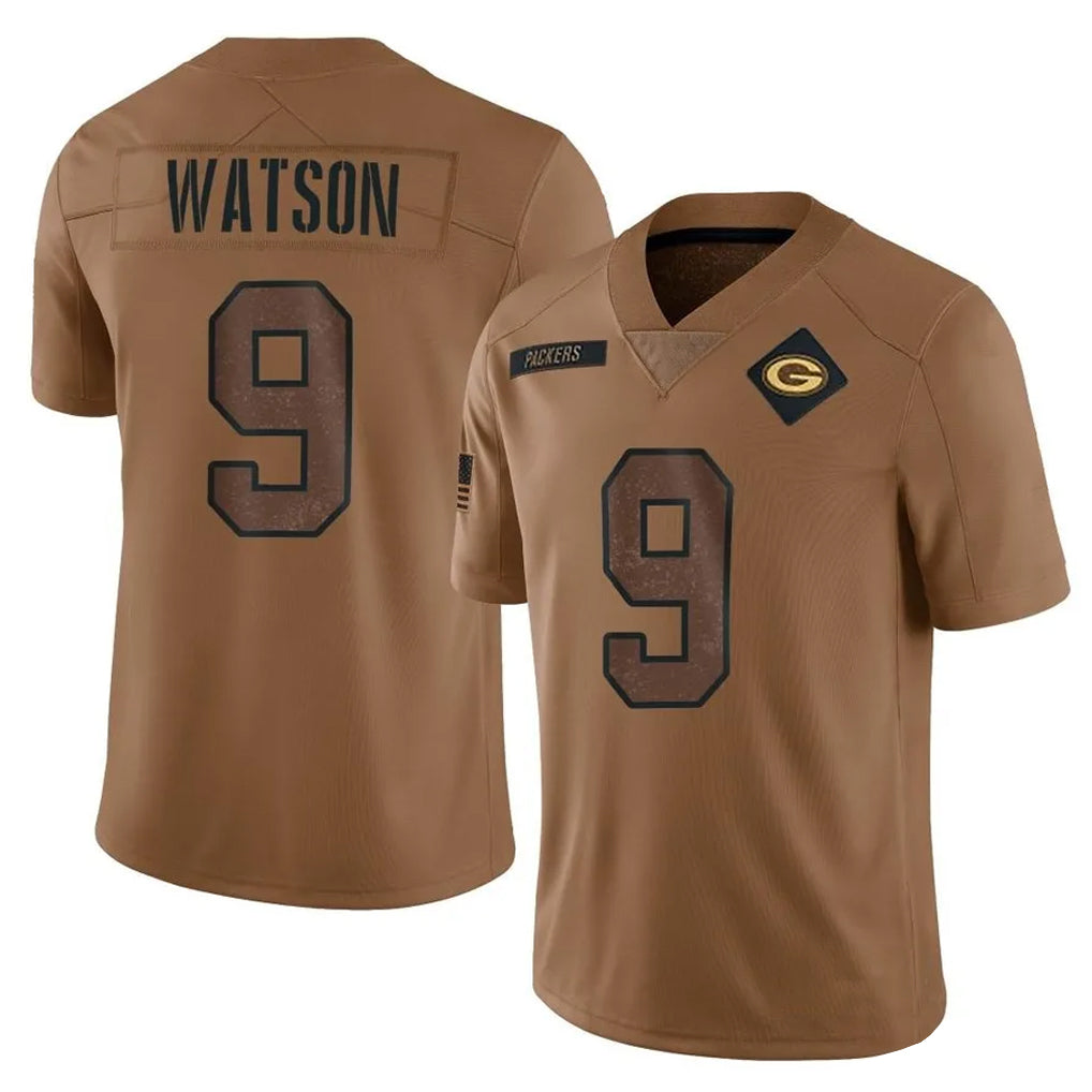 GB.Packers #9 Christian Watson Player Brown Salute To Service Limited BALCE Stitched Jerseys