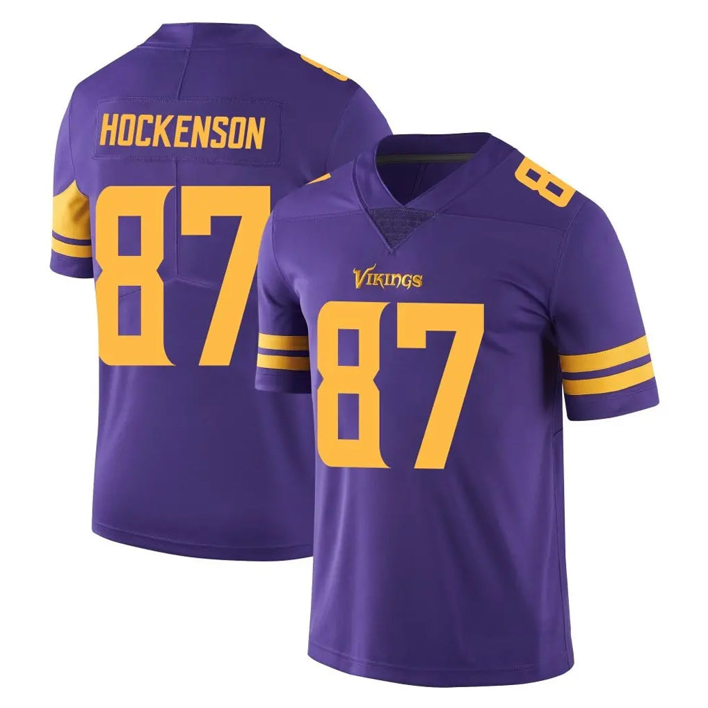 M.Vikings #87 T.J. Hockenson Player Purple Limited Color Rush Home Game BALCE Stitched Jerseys