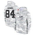 M.Vikings #84 Josh Oliver Player Arctic Camo Salute to Service Pullover Hoodies Limited Game BALCE Stitched Jerseys