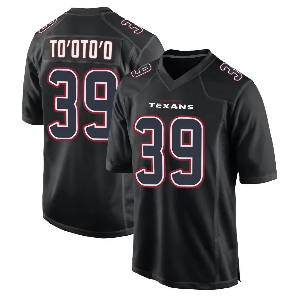 H.Texans #39 Henry To'oTo'o Player Black Fashion Home Game BALCE Stitched Jerseys