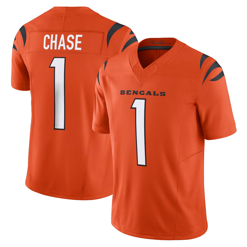 C.Bengals #1 Ja'Marr Chase Player Orange Vapor F.U.S.E. Limited Home Game BALCE Stitched Jerseys