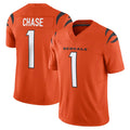 C.Bengals #1 Ja'Marr Chase Player Orange Vapor F.U.S.E. Limited Home Game BALCE Stitched Jerseys