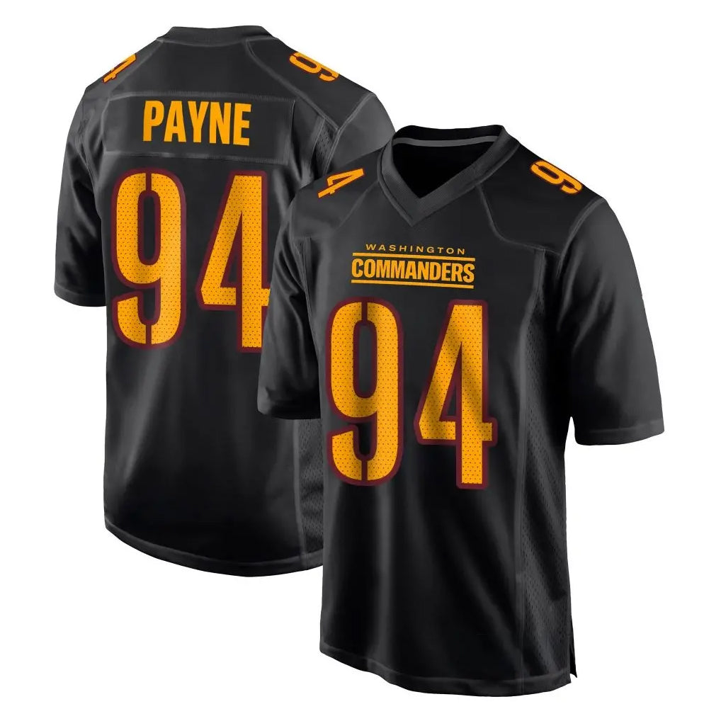 W.Commanders #94 Daron Payne Player Black Carbon Fashion Home Game BALCE Stitched Jerseys