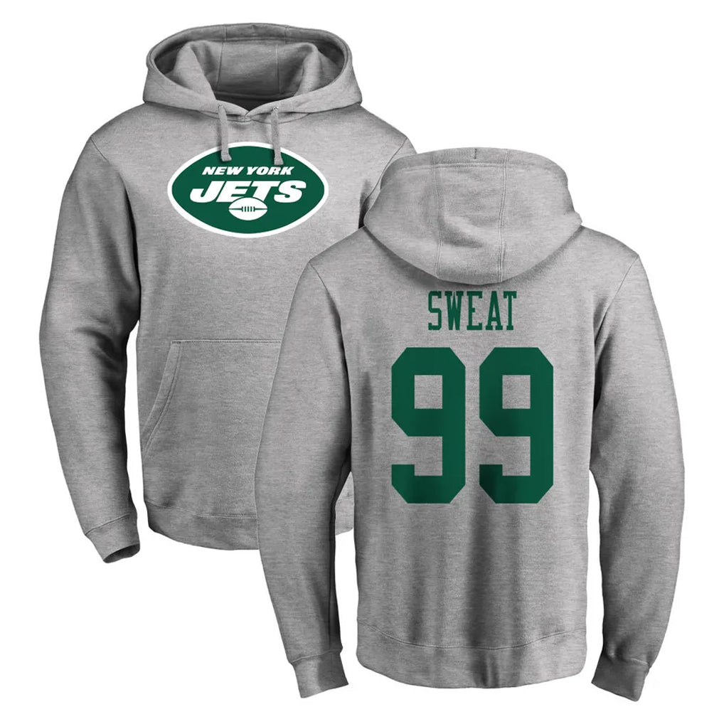 NY.Jets #99 T'Vondre Sweat Player Gray LOGO Pullover Hoodies Limited Game BALCE Stitched Jerseys