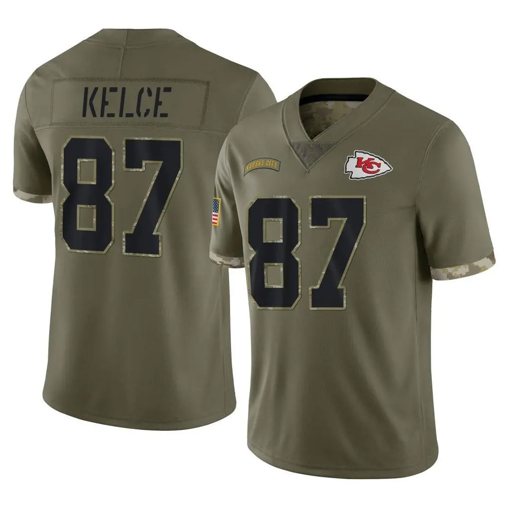 KC.Chiefs #87 Travis Kelce Player Olive Salute To Service Limited BALCE Stitched Jerseys