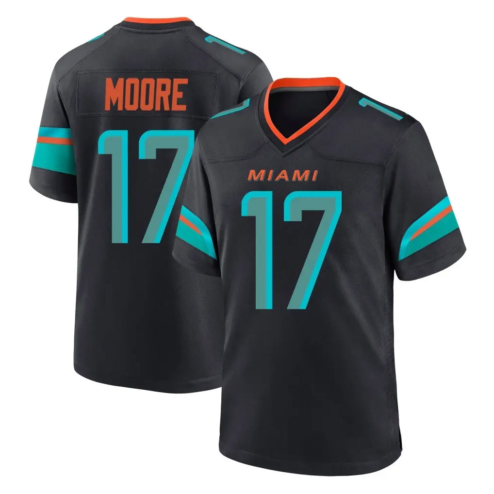 M.Dolphins #17 Trey Moore Player Black Pitch Rivalries Collection Home Game BALCE Stitched Jerseys