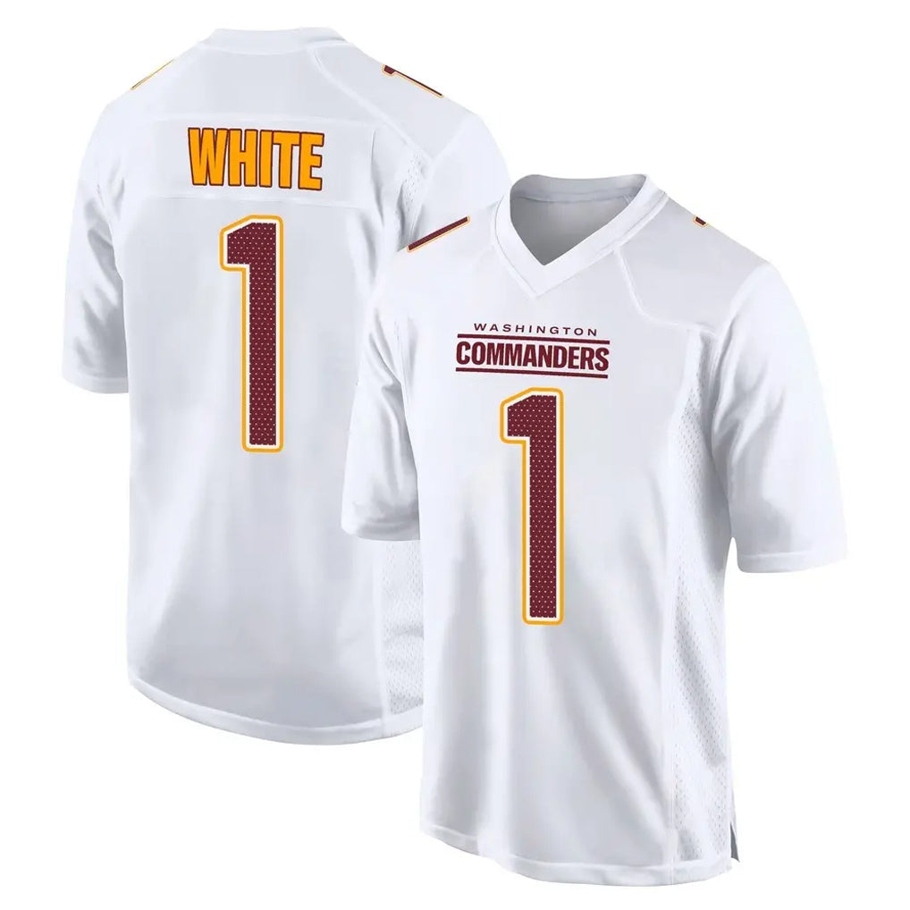 W.Commanders #1 Rachaad White Player White Tundra Fashion Home Game BALCE Stitched Jerseys