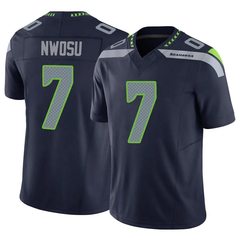 S.Seahawks #7 Uchenna Nwosu Player Navy Limited Vapor F.U.S.E. Home Game BALCE Stitched Jerseys