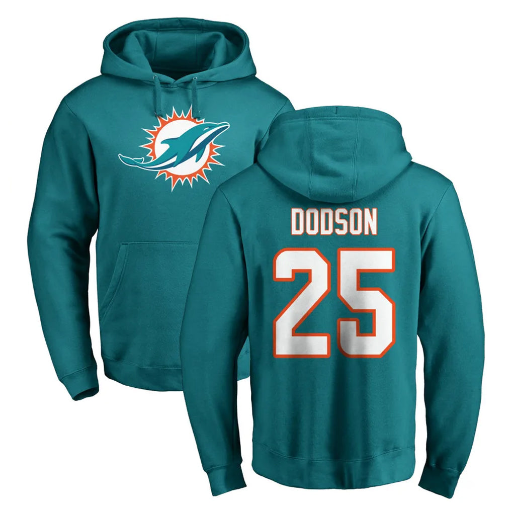 M.Dolphins #25 Tyrel Dodson Player Aqua LOGO Pullover Hoodies Limited BALCE Stitched Jerseys
