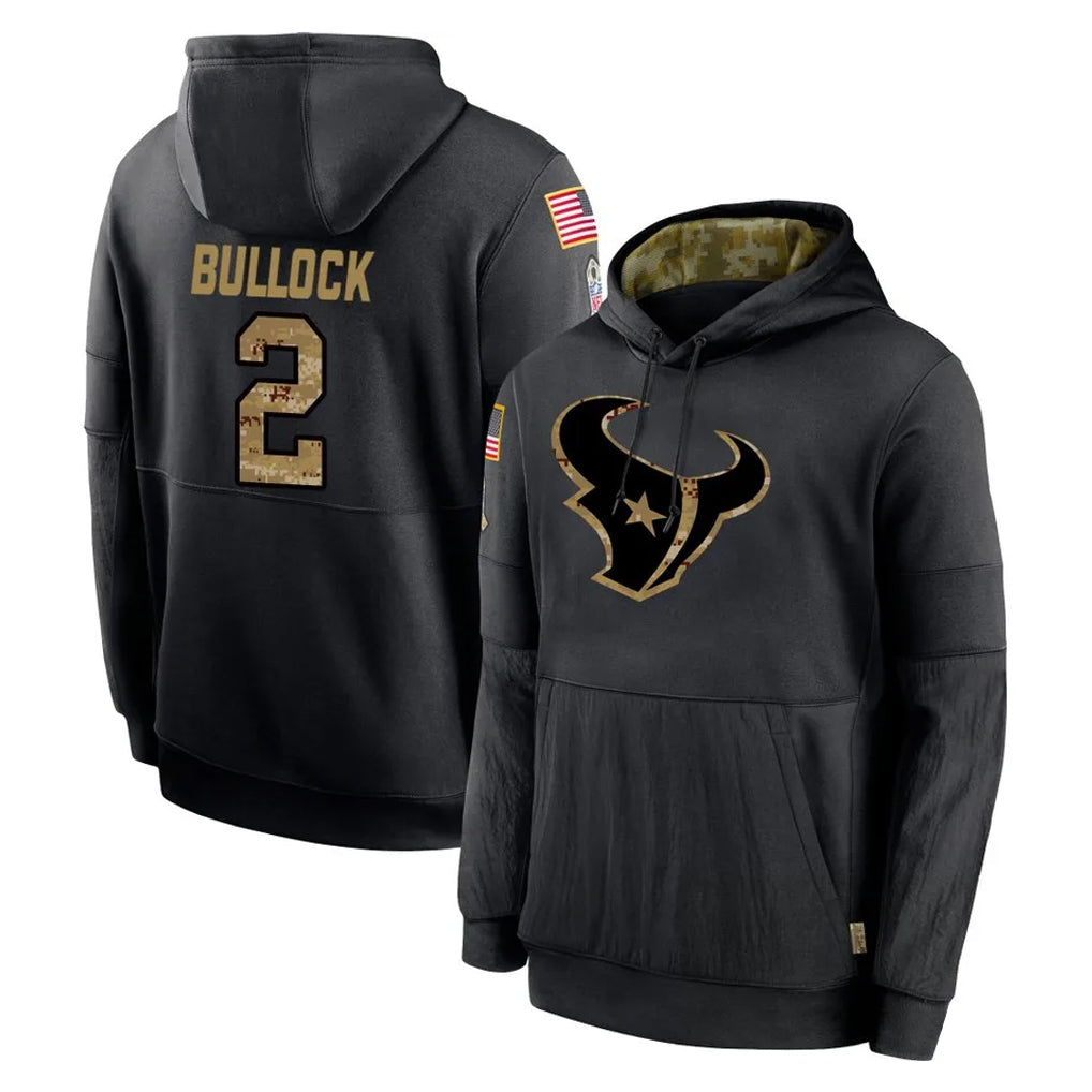 H.Texans #2 Calen Bullock Player Black Salute to Service Hoodies Limited Game BALCE Stitched Jerseys