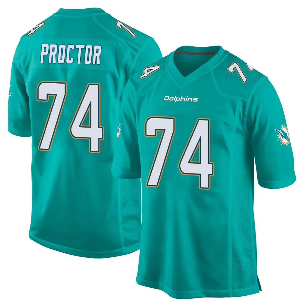 M.Dolphins #74 Kadyn Proctor Player Aqua Team Color Home Game BALCE Stitched Jerseys