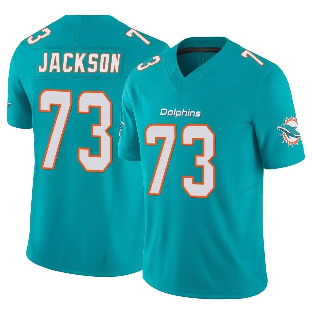 M.Dolphins #73 Austin Jackson Player Aqua Limited Vapor F.U.S.E. Home Game BALCE Stitched Jerseys
