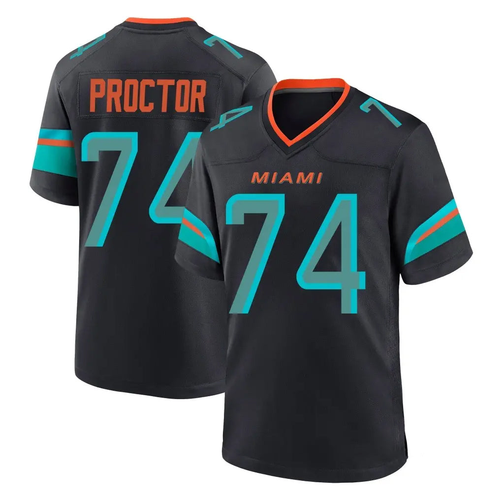 M.Dolphins #74 Kadyn Proctor Player Black Pitch Rivalries Collection Home Game BALCE Stitched Jerseys