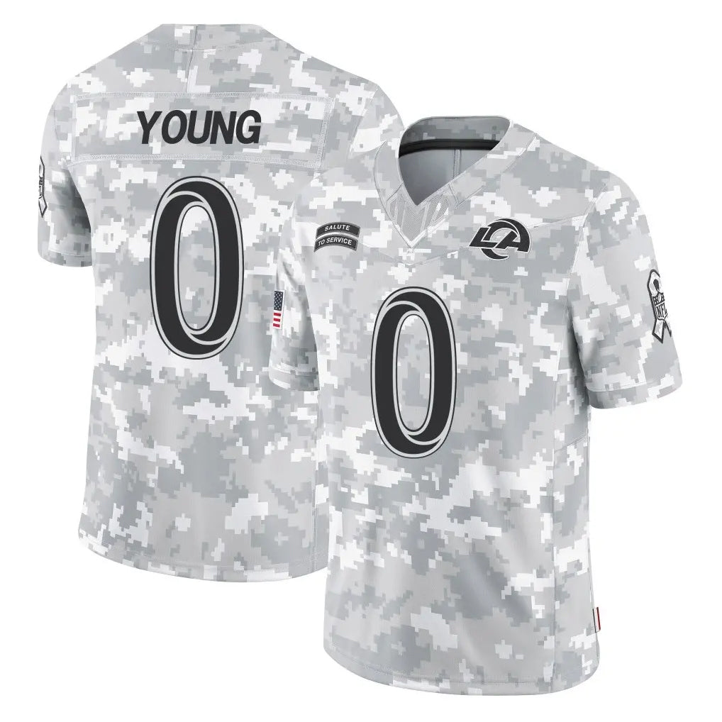 LA.Rams #0 Byron Young Player Arctic Camo Salute To Service Limited Game BALCE Stitched Jerseys