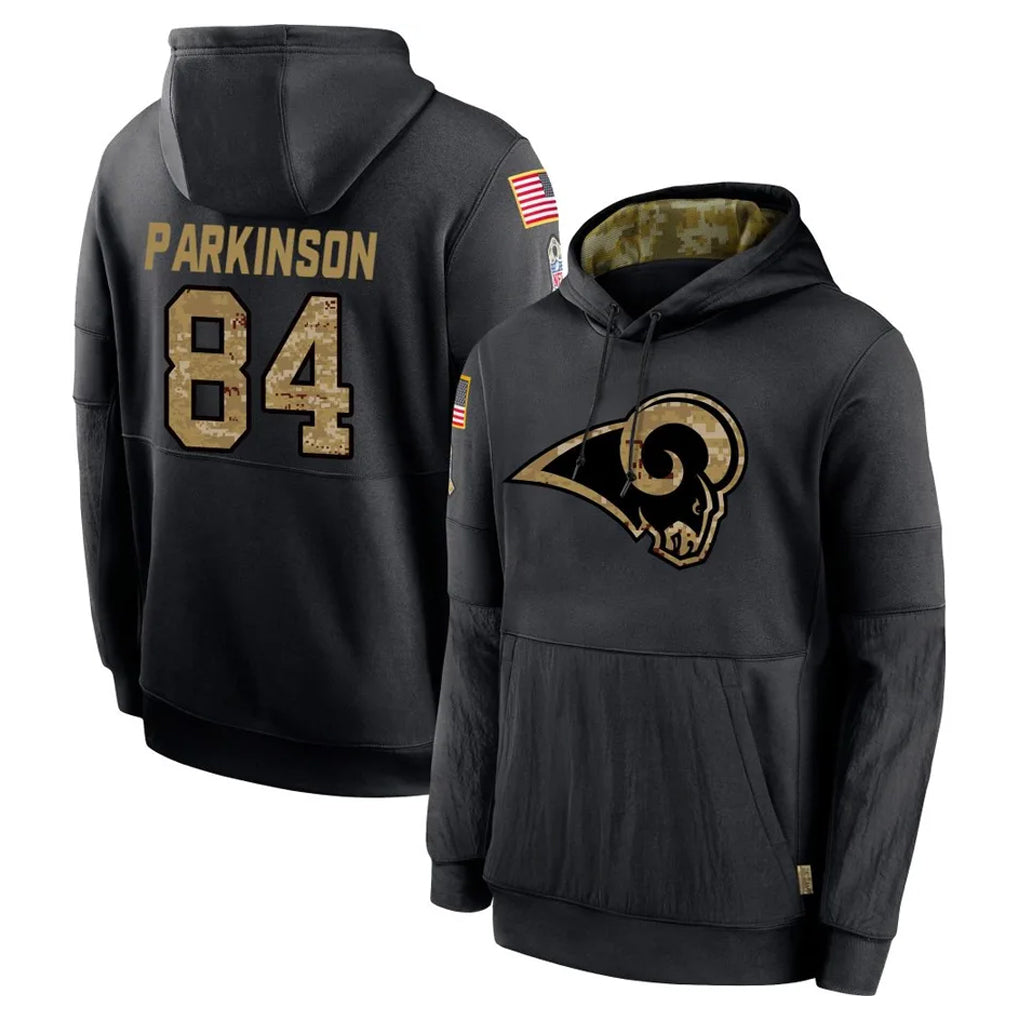LA.Rams #84 Colby Parkinson Player Black Salute to Service Hoodies Limited Game BALCE Stitched Jerseys