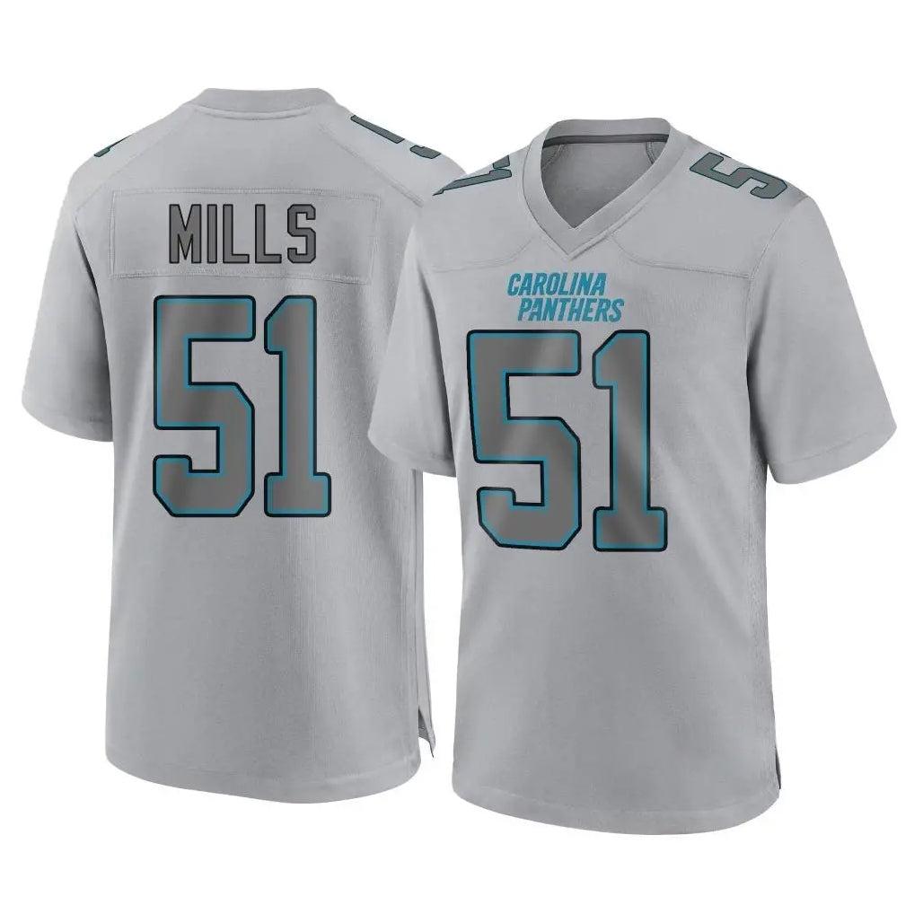 C.Panthers #51 Sam Mills Player Gray Atmosphere Fashion Game BALCE Stitched Jerseys