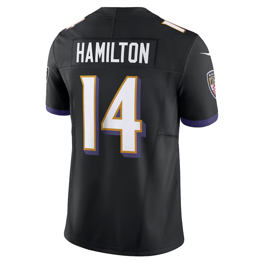 B.Ravens #14 Kyle Hamilton Player Black Vapor F.U.S.E. Limited Game BALCE Stitched Jerseys