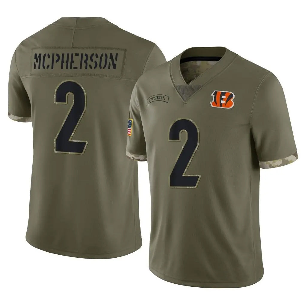 C.Bengals #2 Evan McPherson Player Olive Salute to Service Limited Game BALCE Stitched Jerseys