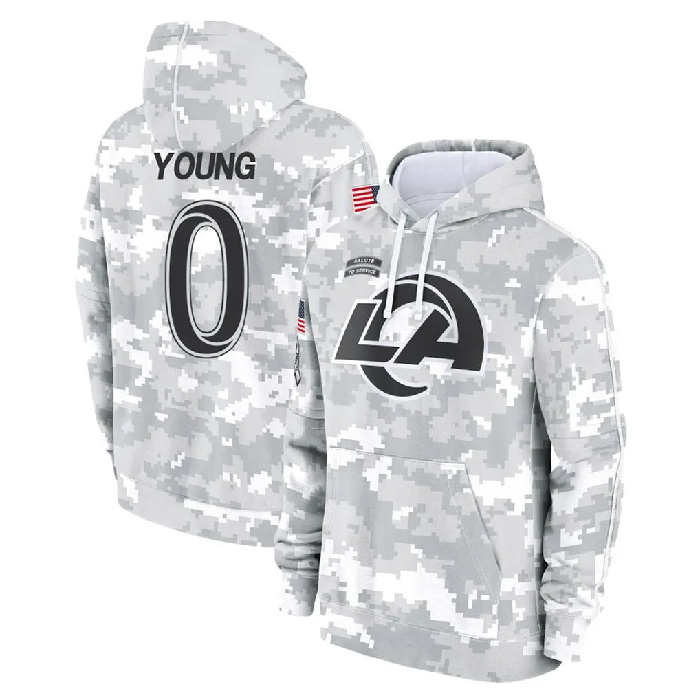 LA.Rams #0 Byron Young Player Arctic Camo Salute to Service Hoodies Limited Game BALCE Stitched Jerseys