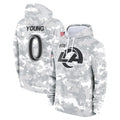 LA.Rams #0 Byron Young Player Arctic Camo Salute to Service Hoodies Limited Game BALCE Stitched Jerseys