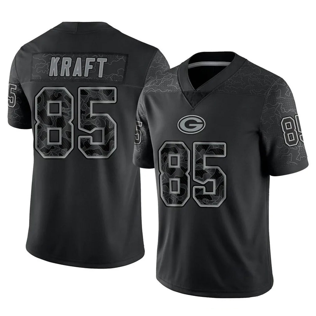 GB.Packers #85 Tucker Kraft Player Black Reflective Limited Home Game BALCE Stitched Jerseys
