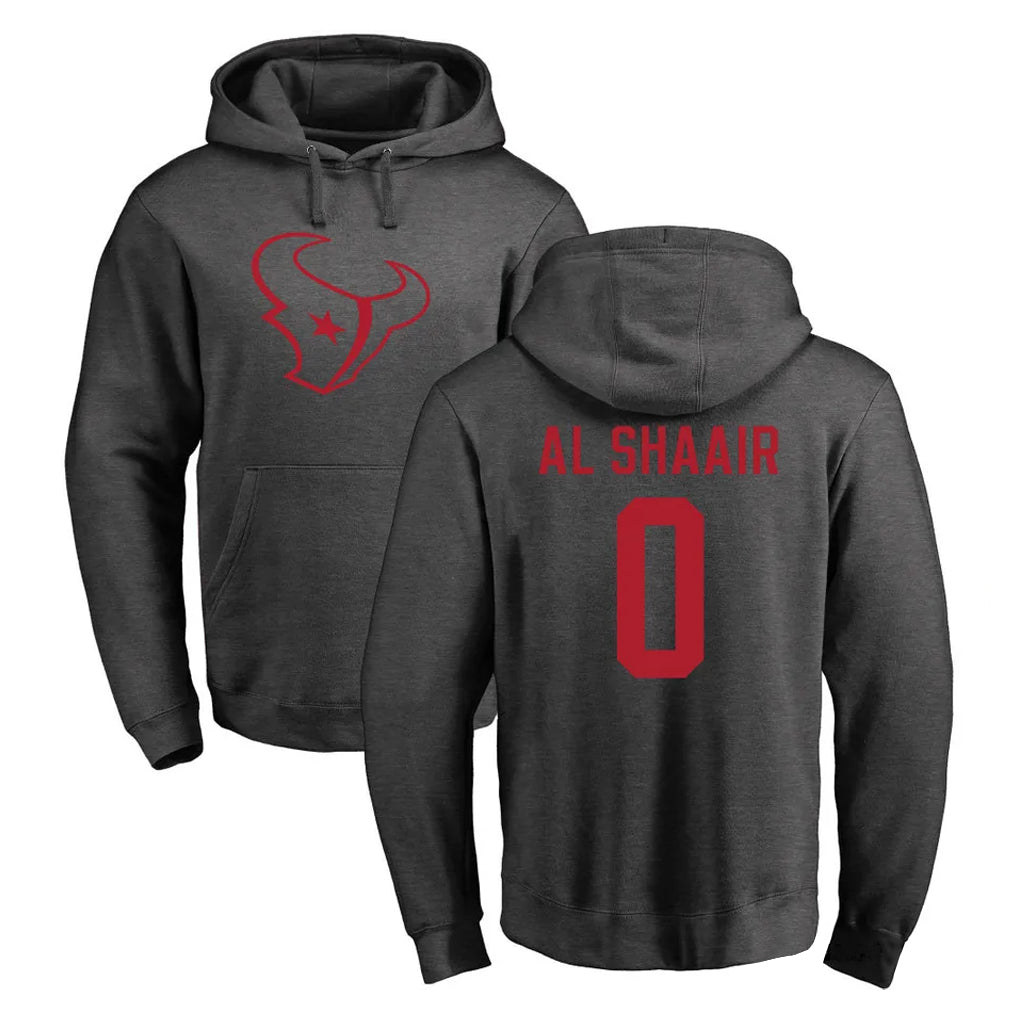 H.Texans #0 Azeez Al-Shaair Player Gray Pro Line Pullover Hoodie Limited Game BALCE Stitched Jerseys