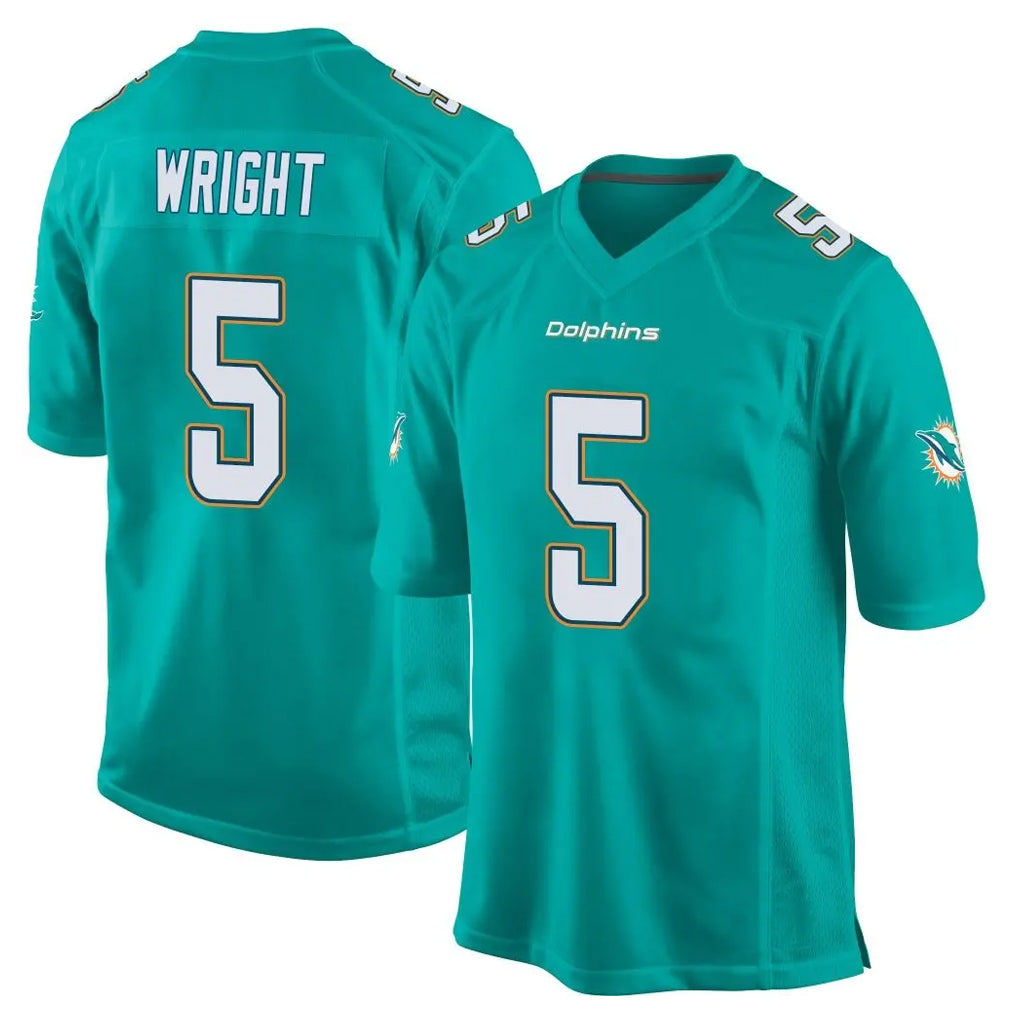 M.Dolphins #5 Jaylen Wright Player Aqua Team Color Home Game BALCE Stitched Jerseys