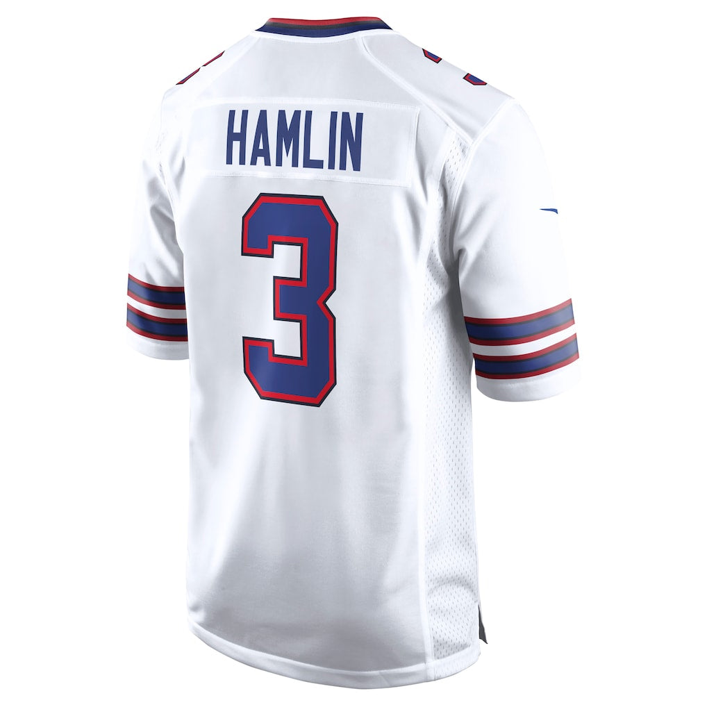 B.Bills #3 Damar Hamlin Player White Home Game BALCE Stitched Jerseys
