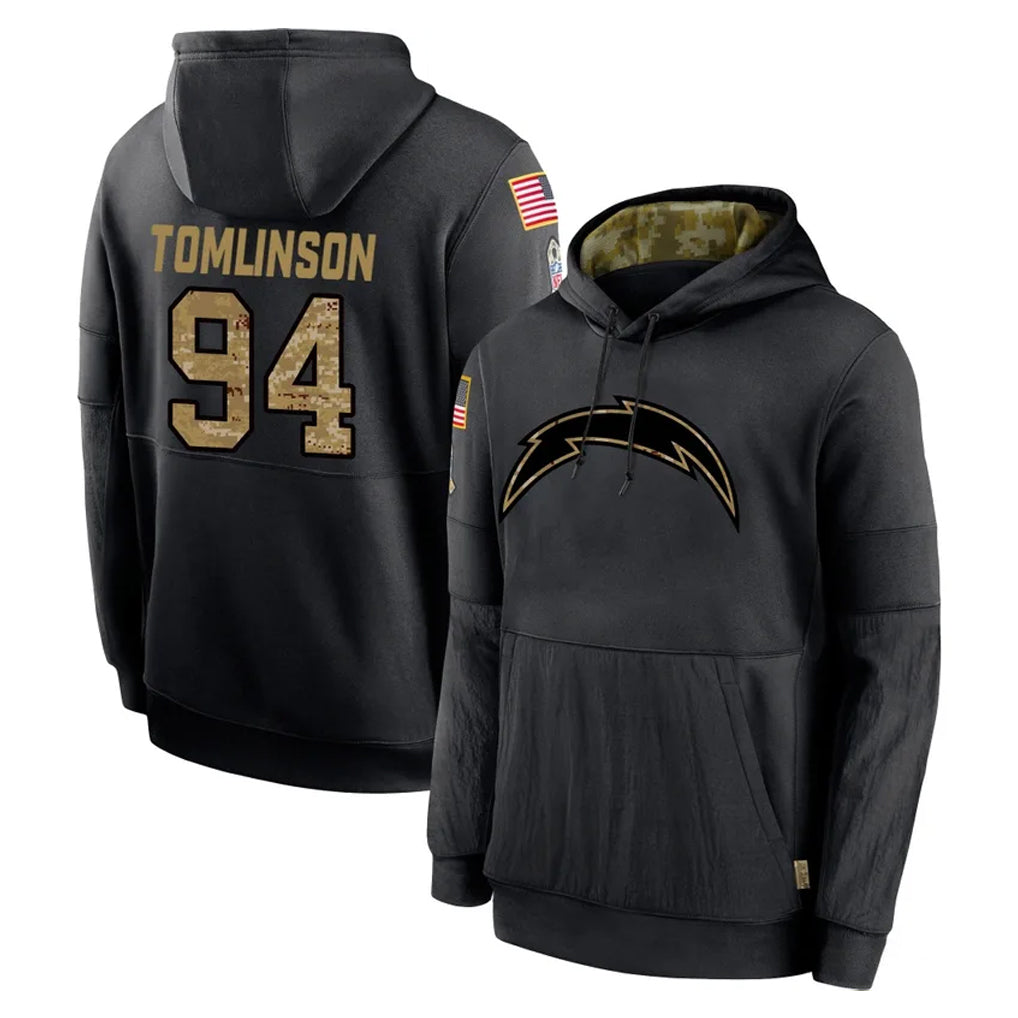 LA.Chargers #94 Dalvin Tomlinson Player Black Salute to Service Hoodies Limited Game BALCE Stitched Jerseys