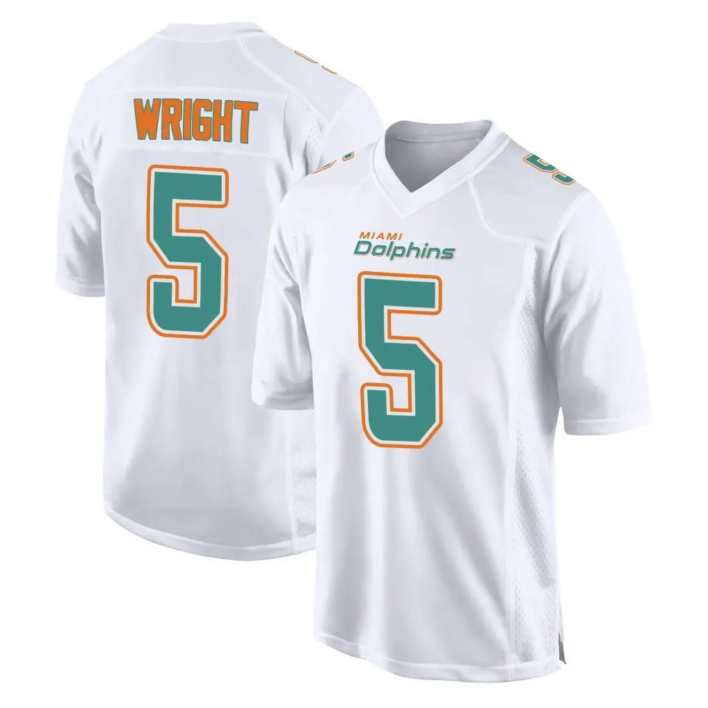 M.Dolphins #5 Jaylen Wright Player White Fashion Home Game BALCE Stitched Jerseys