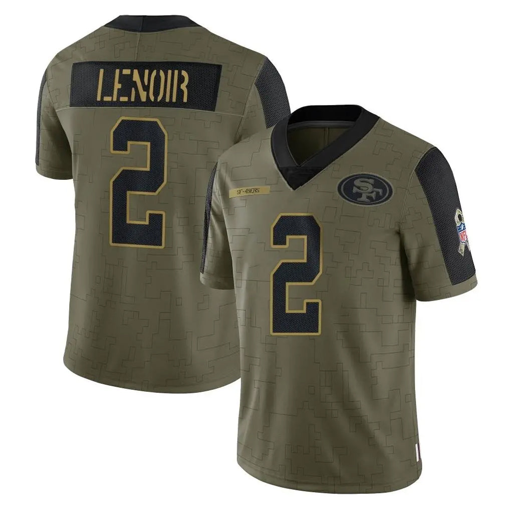 SF.49ers #2 Deommodore Lenoir Player Olive Salute To Service Limited Game BALCE Stitched Jerseys