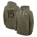 LA.Rams #15 Ty Simpson Player Olive Salute to Service Pullover Hoodies Limited BALCE Stitched Jerseys