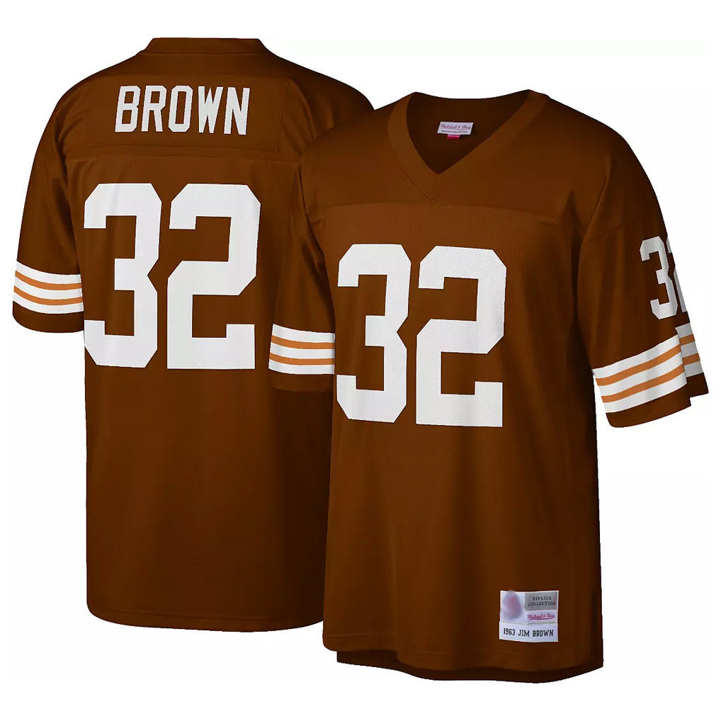 C.Browns #32 Jim Brown Player Brown Mitchell & Ness 1963 Throwback BALCE Stitched Jerseys