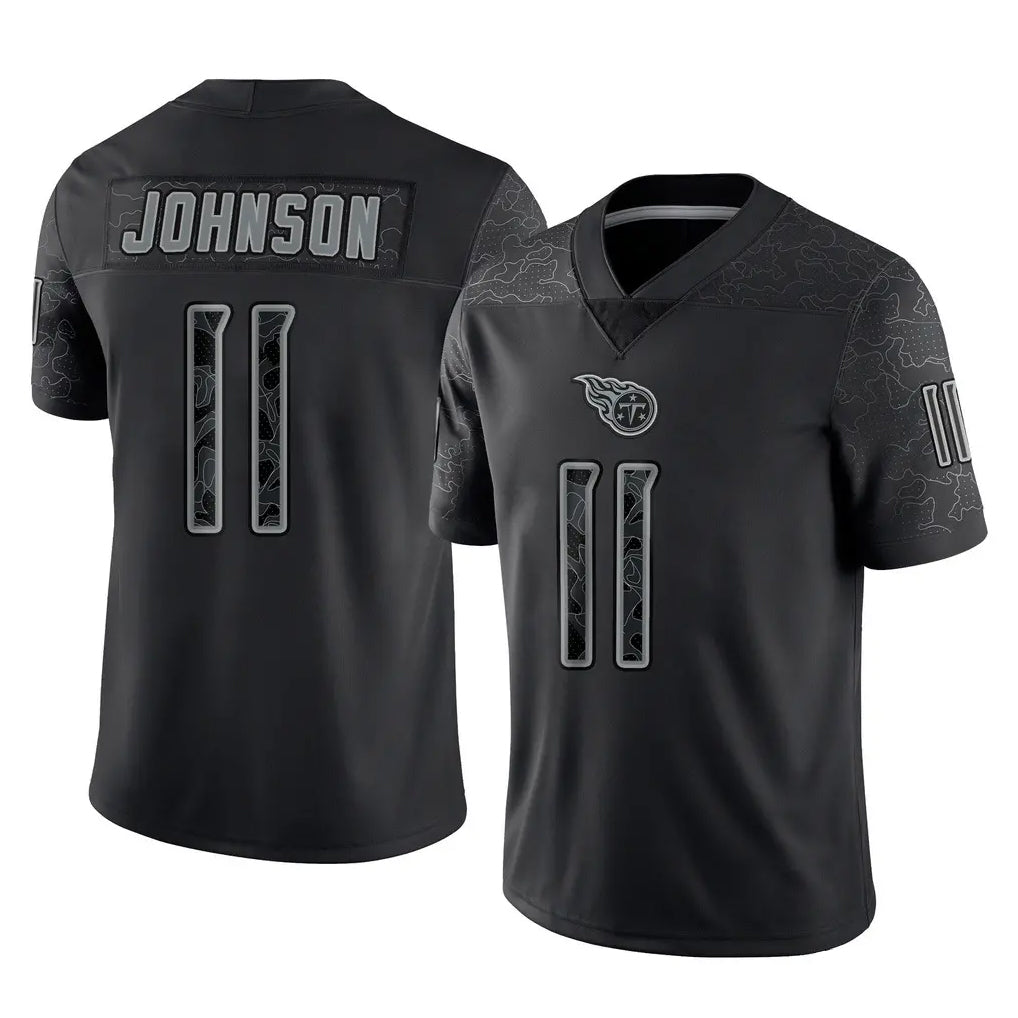 T.Titans #11 Jermaine Johnson II Player Black Limited Reflective Home Game BALCE Stitched Jerseys