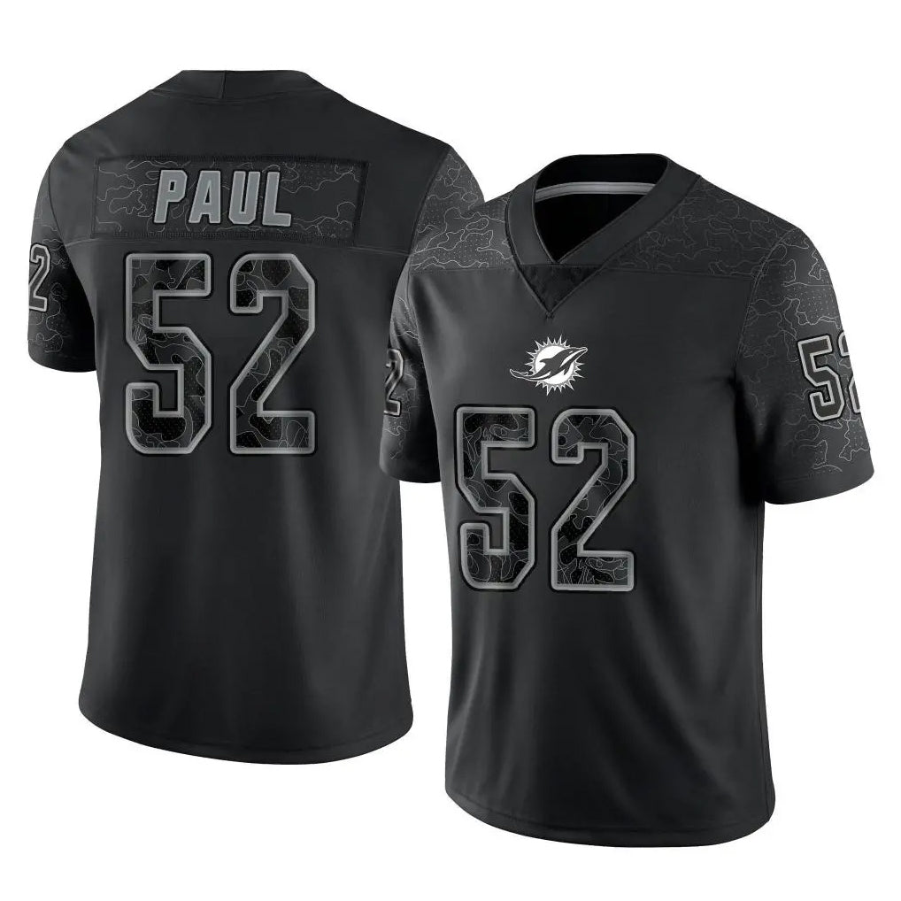 M.Dolphins #52 Patrick Paul Player Black Reflective Limited Game BALCE Stitched Jerseys