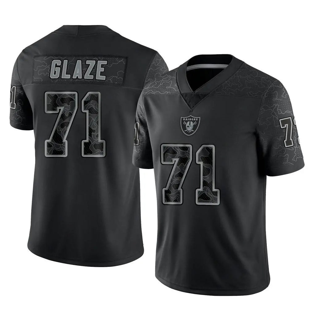 LV.Raiders #71 DJ Glaze Player Black Reflective Limited Game BALCE Stitched Jerseys