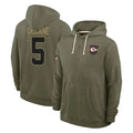 KC.Chiefs #5 Mansoor Delane Player Olive Salute to Service Pullover Hoodies Limited BALCE Stitched Jerseys