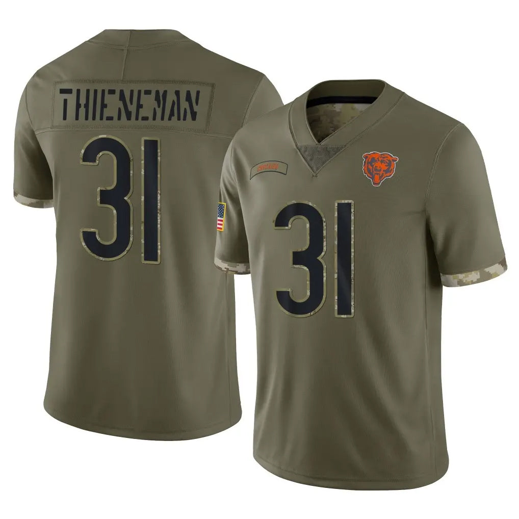 C.Bears #31 Dillon Thieneman Player Olive Salute to Service Limited Game BALCE Stitched Jerseys