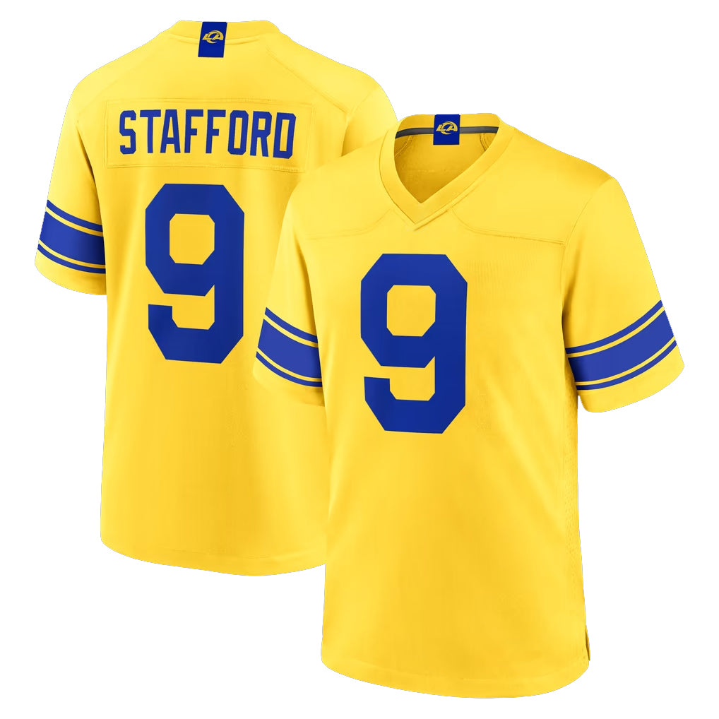 LA.Rams #9 Matthew Stafford Player Gold Classic Sol Home Game BALCE Stitched Jerseys