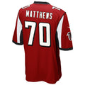A.Falcons #70 Jake Matthews Player Red Game BALCE Stitched Jerseys