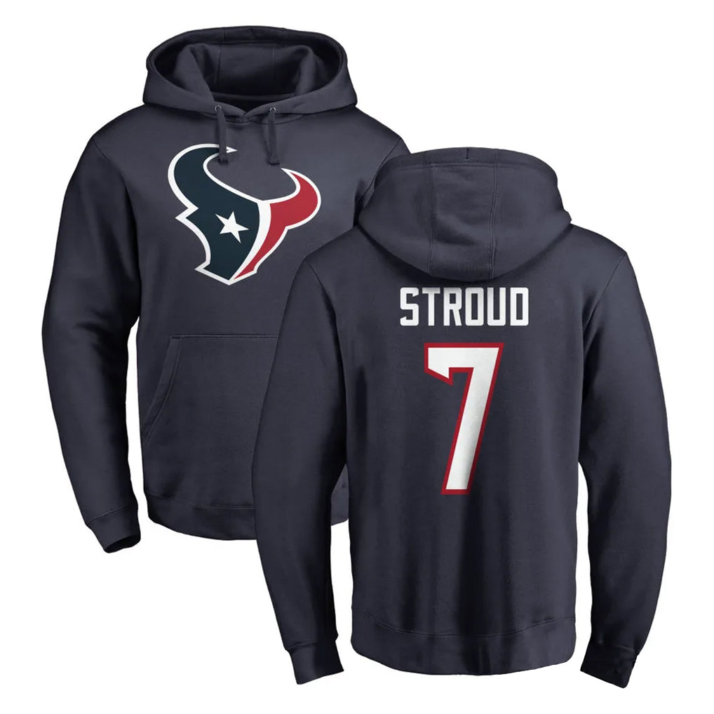 H.Texans #7 CJ Stroud Player Navy Pro Line Pullover Hoodie Limited Game BALCE Stitched Jerseys