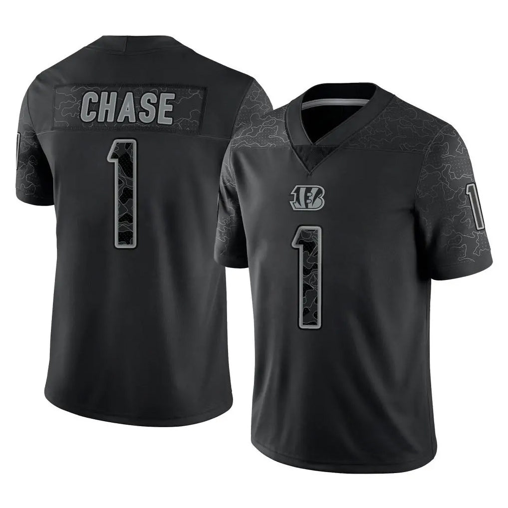 C.Bengals #1 Ja'Marr Chase Player Black Reflective Limited Game BALCE Stitched Jerseys